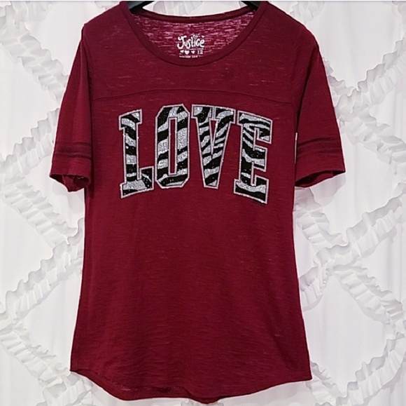 Justice Other - Justice Football Tee Glitter Zebra Love Graphic 12